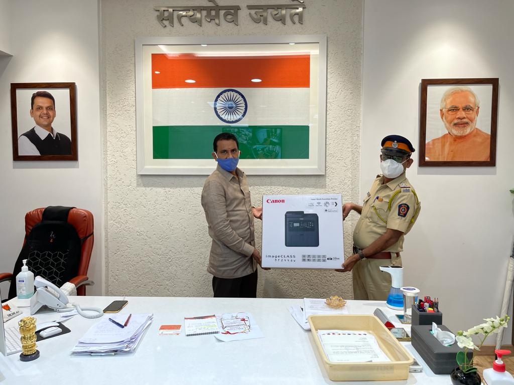 To encourage usage of modern equipments in digital age to promote Digital India, Distribution of  Computer Sets and Printers funded through MLA Development Fund was carried out at Kasturba Police Station, Kasturba Marg, Borivali East (Three Computer Sets 