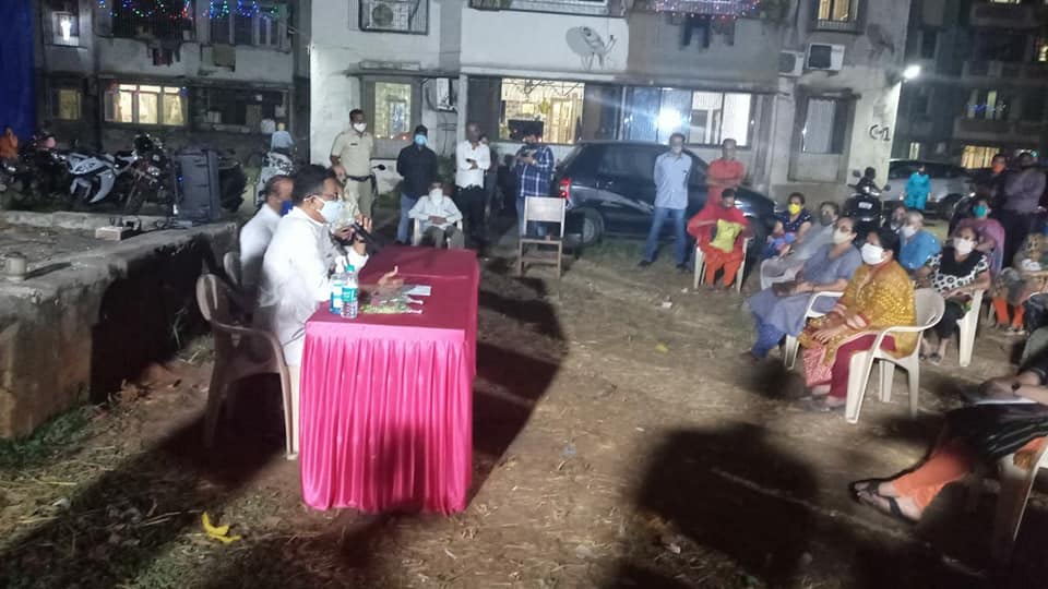 A meeting was held with the members of Gitanjali Co-operative Housing Society in Saibaba Nagar, Borivali to discuss regarding the redevelopment of a complex in the society. Corporator Mr. Pravin Shah was also present.