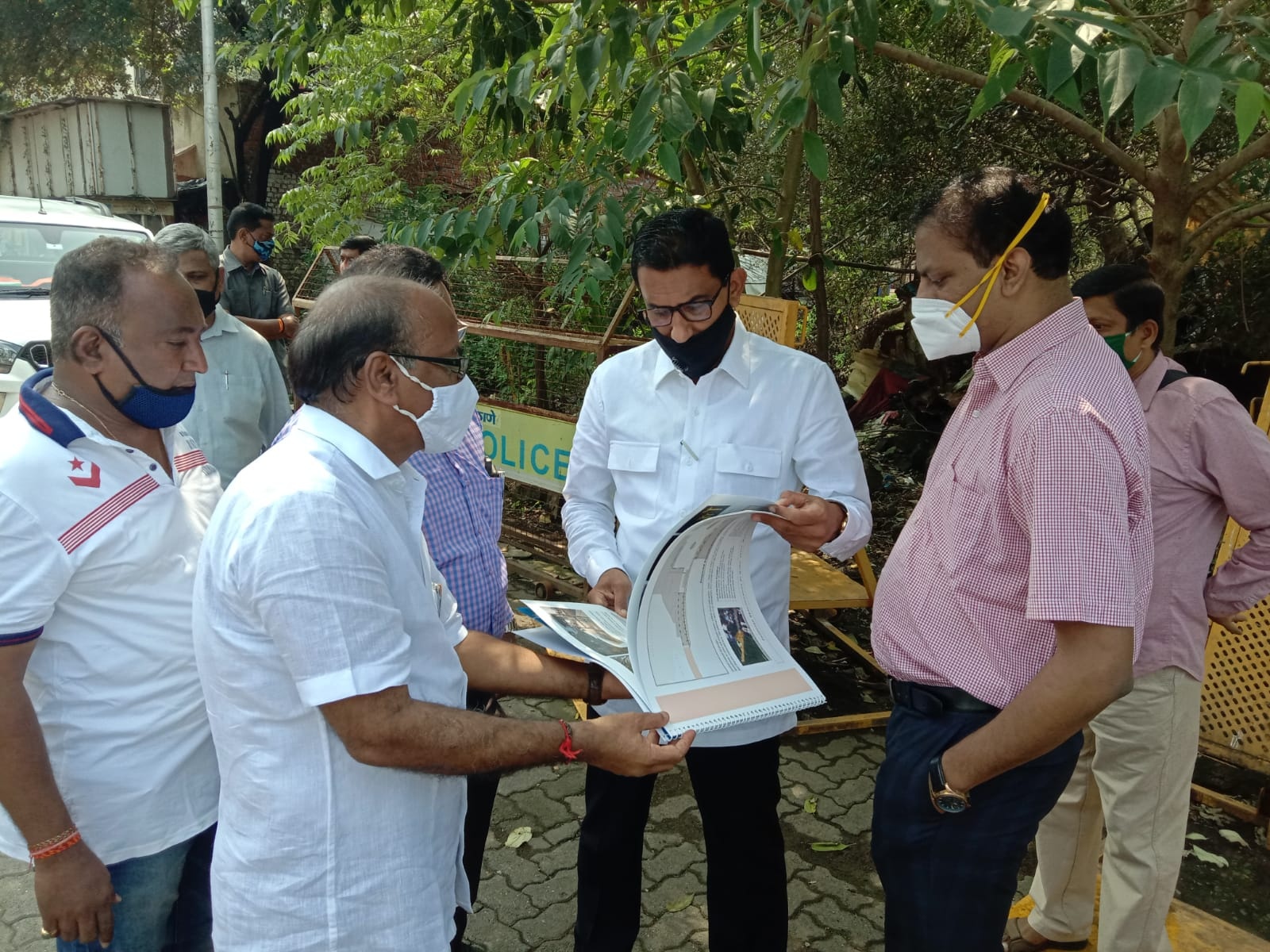 To visit & review the proposed  beautification work of circle at Gorai Jetty, this morning along with Borivali Tehsiladr  Mr. Vinod Dhotre , Mumbai Maritime Board Officer  Mr. Tushar Patole, MHADA Official Mr. Kolte, mumbai  Mahangarpalika Official Mr.Vis
