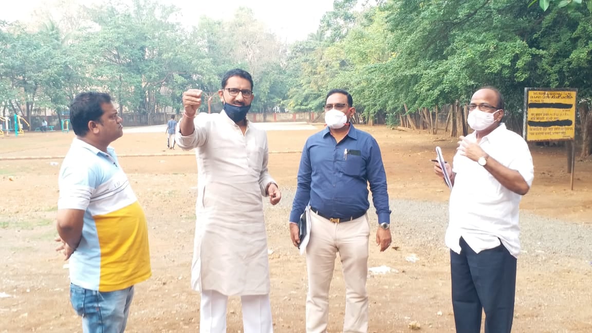 Inspected the construction work of skating rink that is being built at Chikuwadi, Borivali (W), next to St. Rocks School, along with the karyakartas.