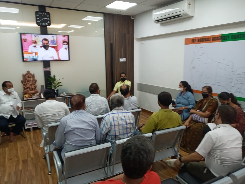 Arranged a meeting to have a discussion with the residents of Devendra Smruti Society, Ward No. 13, Borivali (E) as well as developers regarding the Re-Development of their building at BJP Public Relations Office, Borivali. Corporator Mr. Pravin Shah was 