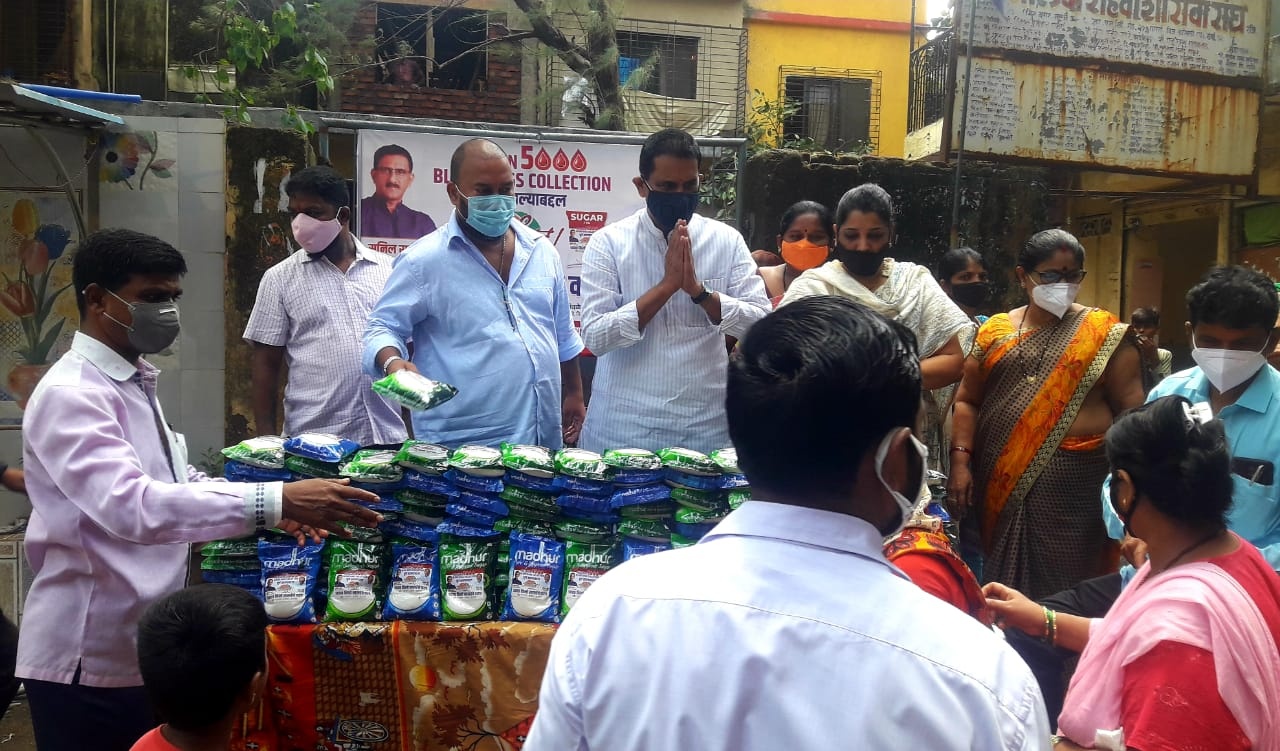 Distribution of 5000 kg sugar is continued at Buddha Vihar, Bhim Nagar Lane nos. 1 and 4 & Gorai Pratishthan Naka, Ward No.16, Gorai, Borivali (W) for the local residents as a goodwill gesture on the successful completion of the vision of collecting 5000 