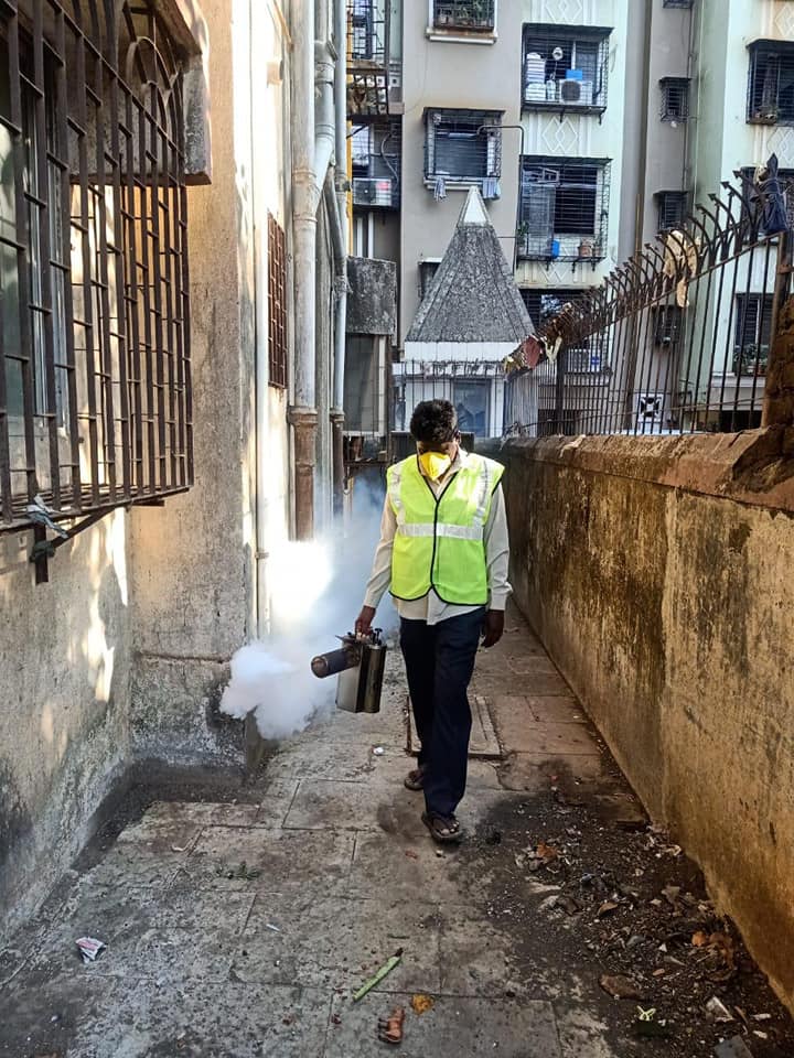 Various societies, streets, and public areas in Borivali East and west were disinfected with the help of a mosquito repellent smoke machine. The team is disinfecting different areas in Borivali Constituency daily.