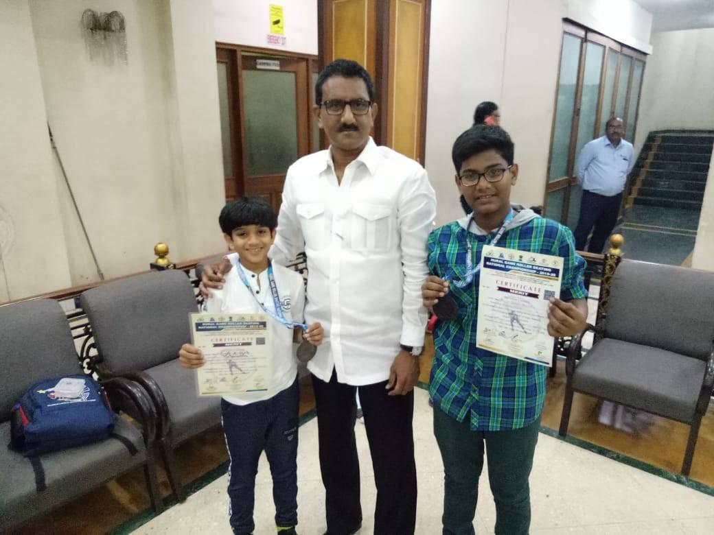 Shri. Sunil Rane was proud of these two young roller skaters, 'Krish Shah' and 'Parth Shrikar'; residents of Borivali who represented Maharashtra in the 