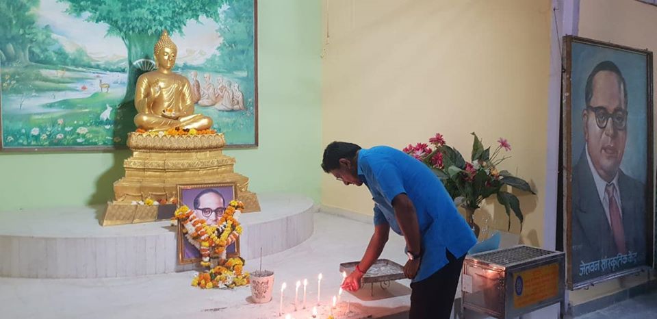 On the occasion of Baba Saheb Ambedkar's Mahaparinirvana Day, he visited Buddha Vihar in Charkop, Sector-8