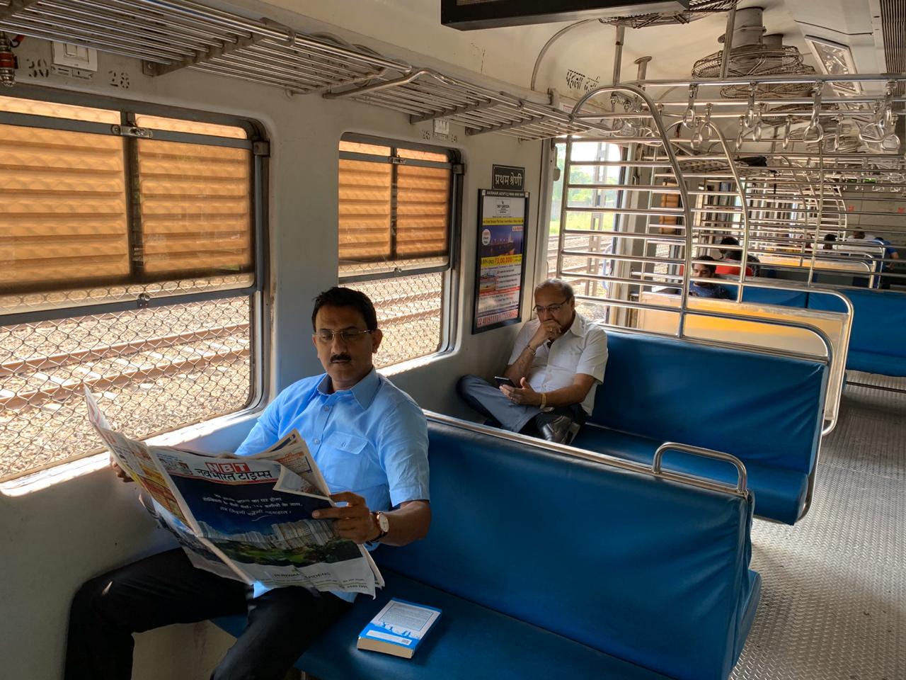 Shri. Sunil Rane after the BJP Mumbai program, took a quick train ride back to Borivali for all the scheduled programs.